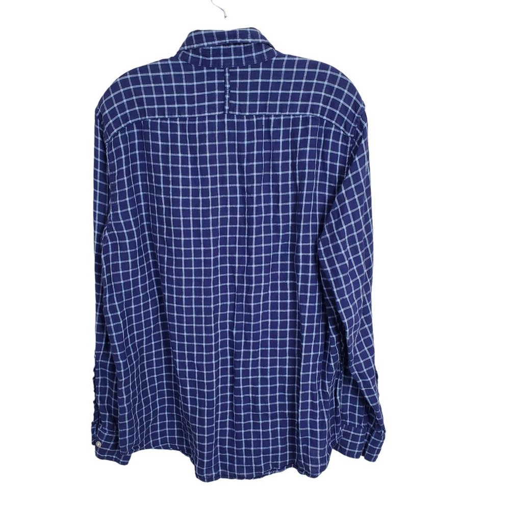 Banana Republic Mens Size L Shirt 100% Linen Camden Standard Fit Windowpane Blue - Picture 2 of 12